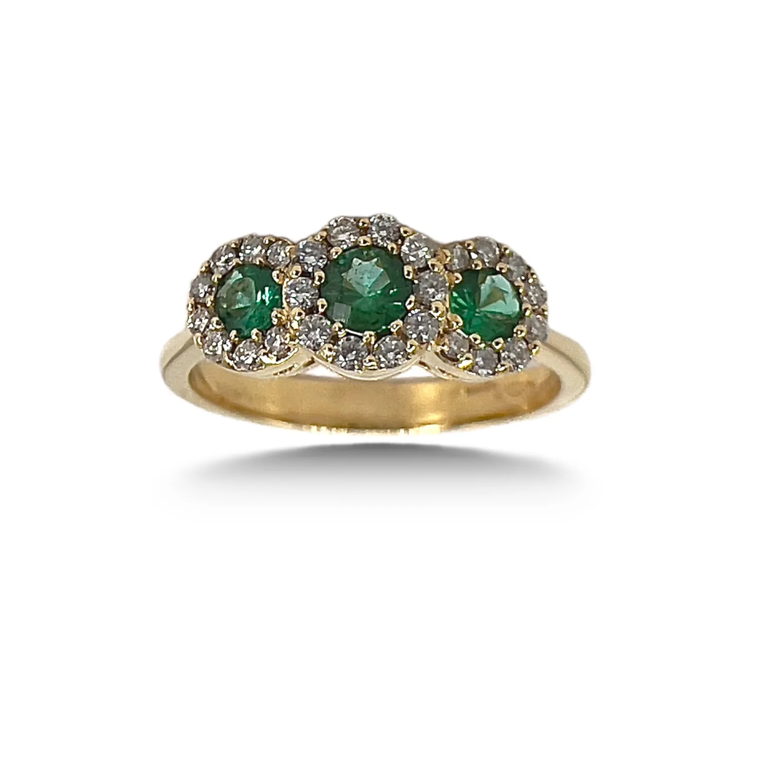 Anello trilogy smeraldi diamanti oro giallo BELLE EPOQUE  ART.AN3045-1