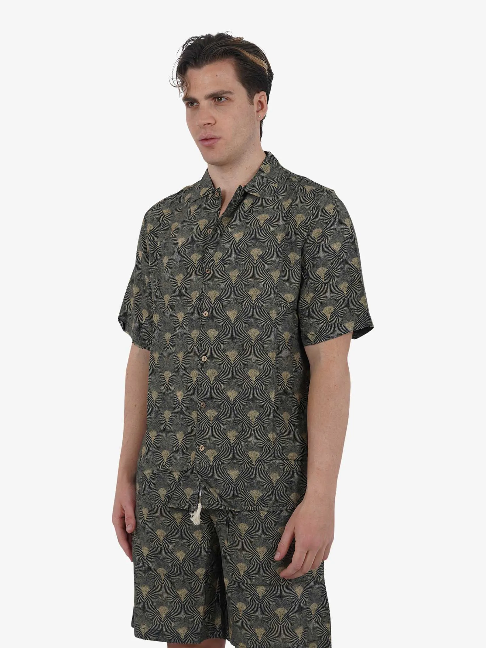Camicia bowling a maniche corte BWL MUSY uomo beige