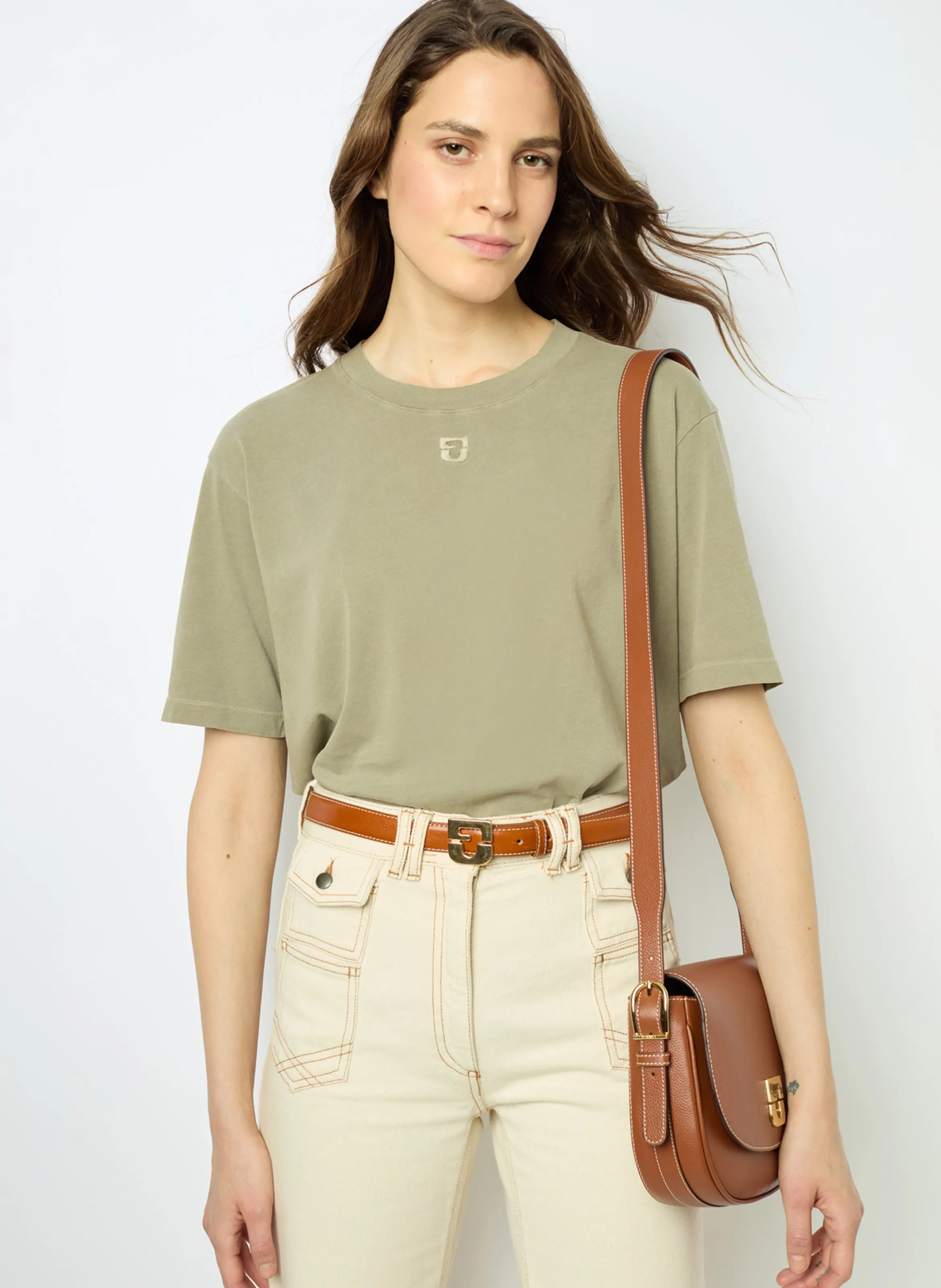  GERARD DAREL   AZEMIA - T-shirt dritta scollo tondo in cotone | Verde