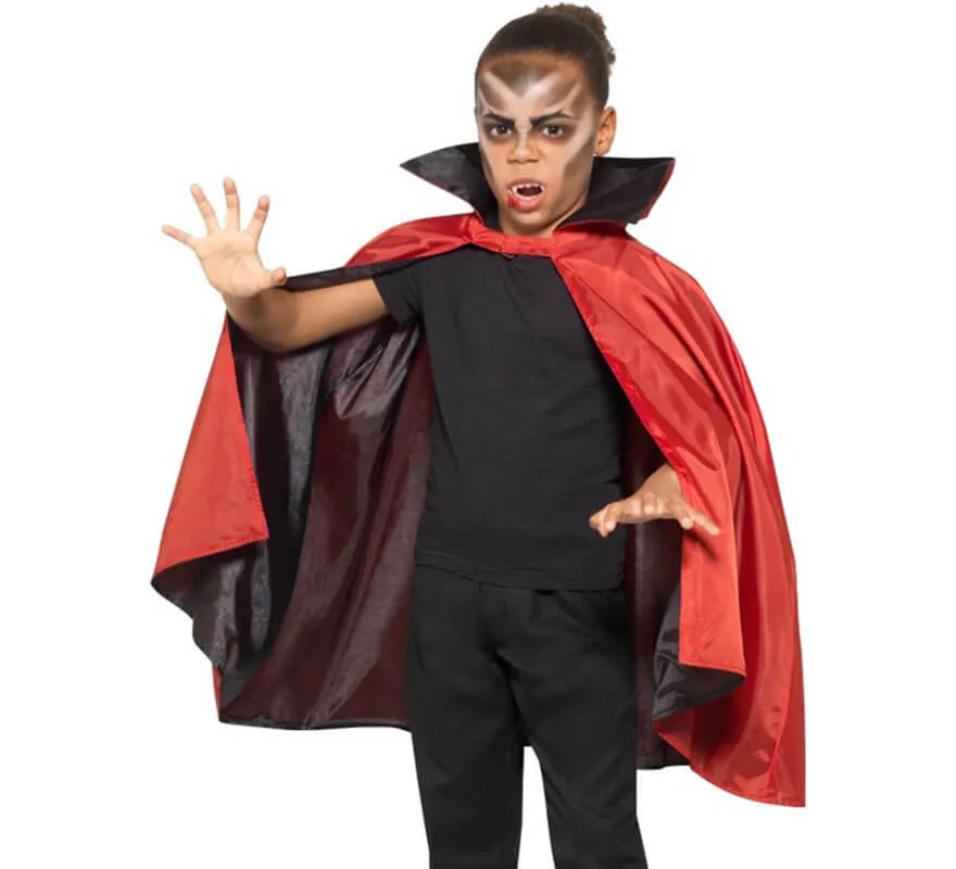 Mantella da vampiro reversibile nera e rossa per bambini