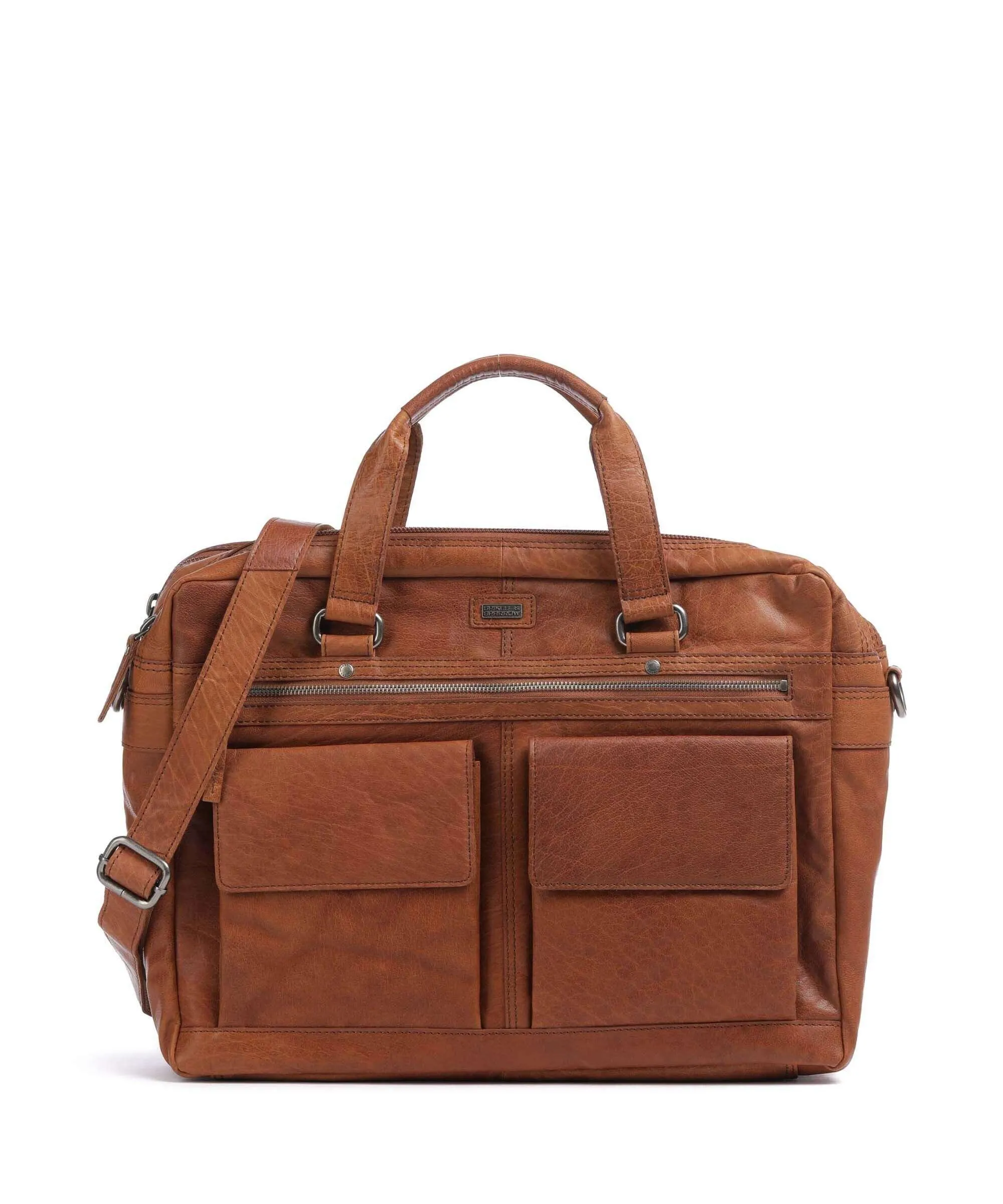  Spikes & Sparrow Bronco Cartella 16″ pelle granulata cognac  